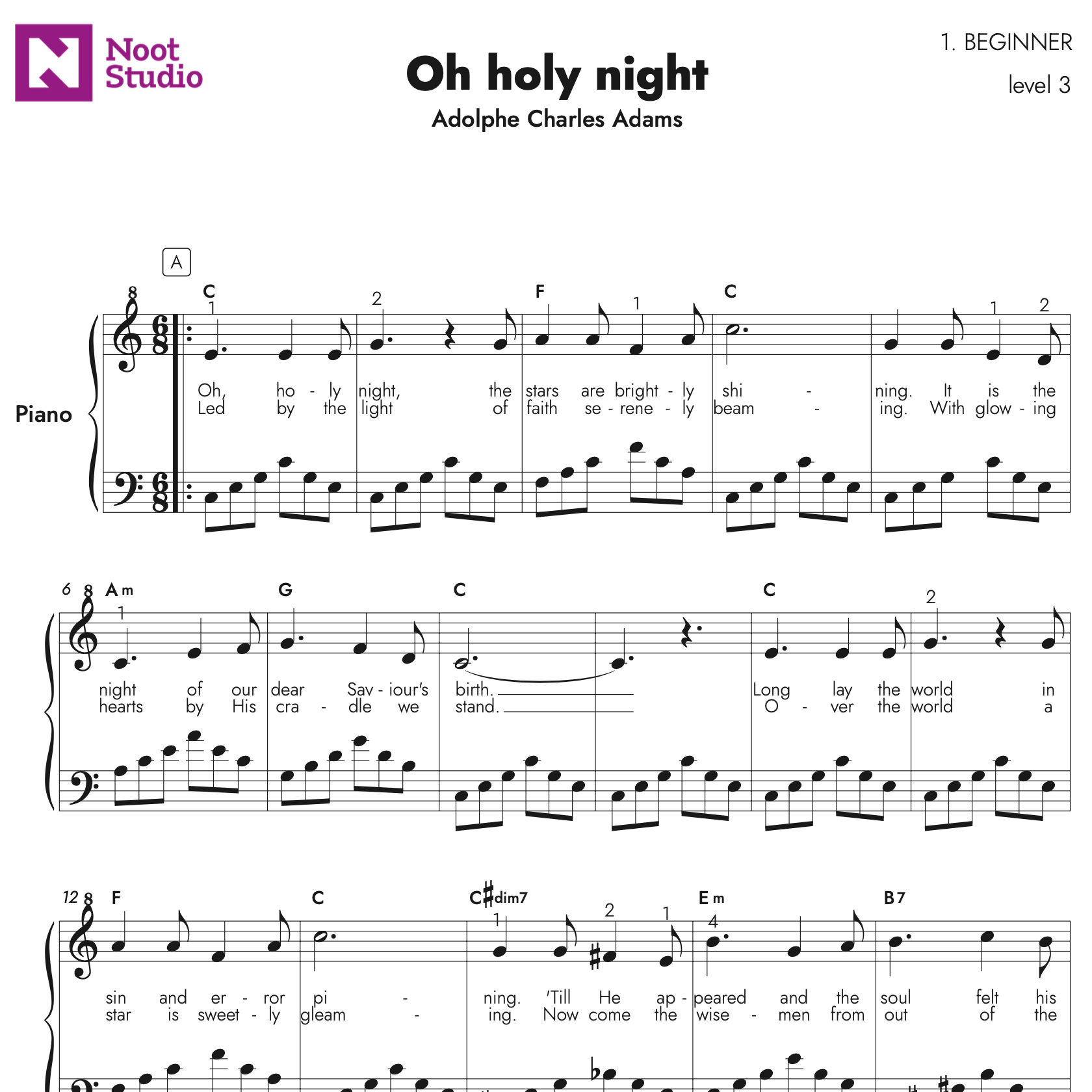 Adolphe Charles Adams - Oh holy night - Nootstudio